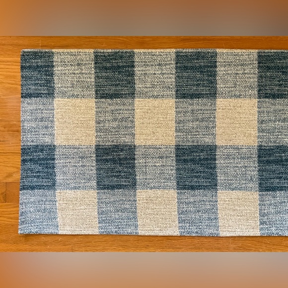 Lillian August Blue Gingham Throw Rug - Picture 2 of 11